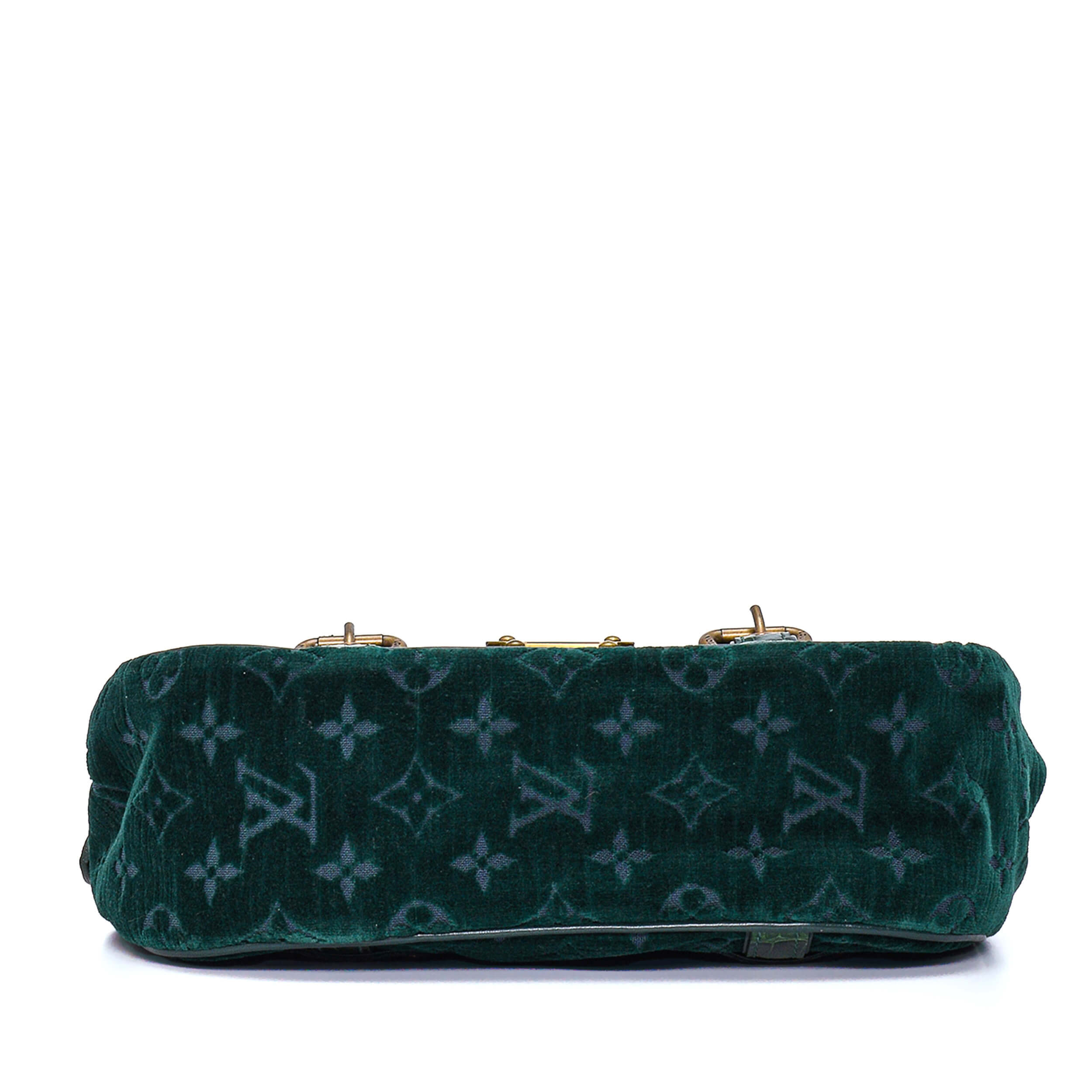 Louis Vuitton - Green Monogram Velour & Alligator Gracie Bag